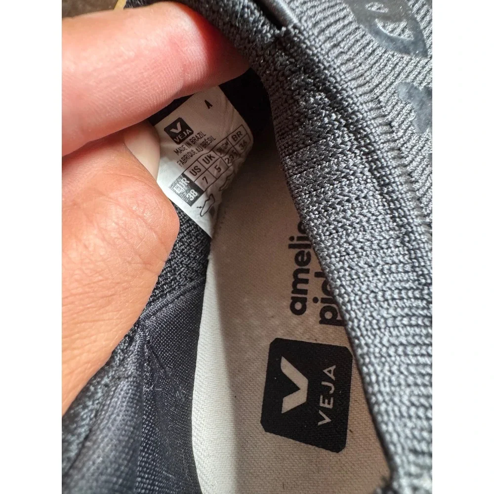 Veja Amelie Pichard Black Brown Logo Knit Slip On Sneakers Shoes Womens 7 - Picture 7 of 11